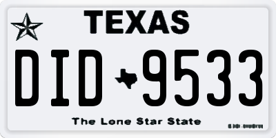 TX license plate DID9533