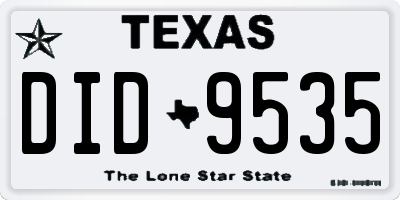TX license plate DID9535