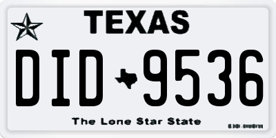 TX license plate DID9536
