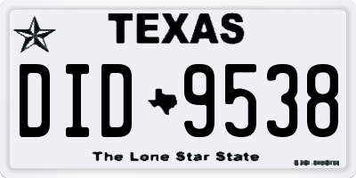 TX license plate DID9538