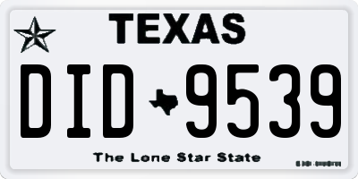 TX license plate DID9539