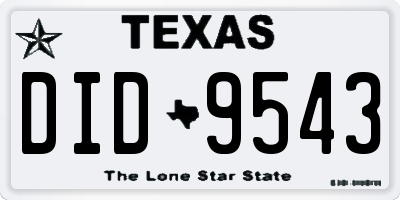 TX license plate DID9543