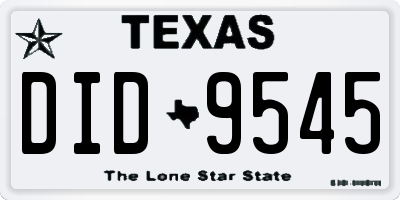 TX license plate DID9545