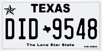 TX license plate DID9548