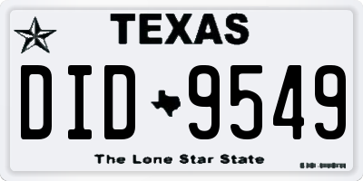 TX license plate DID9549