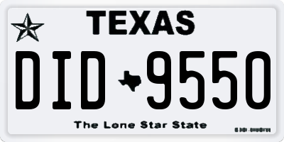 TX license plate DID9550