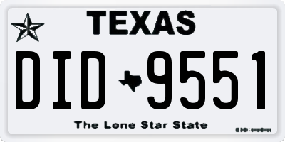 TX license plate DID9551