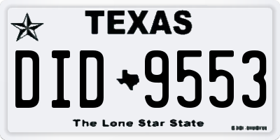 TX license plate DID9553