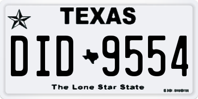 TX license plate DID9554