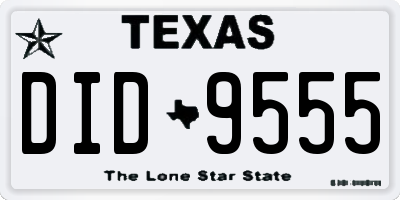 TX license plate DID9555