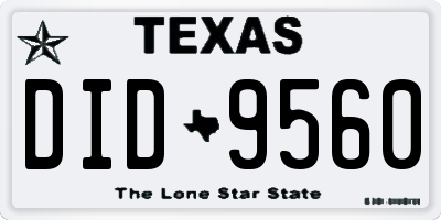TX license plate DID9560