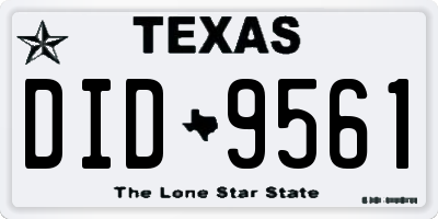 TX license plate DID9561
