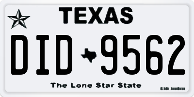 TX license plate DID9562