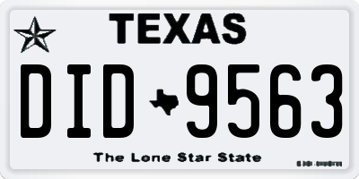 TX license plate DID9563