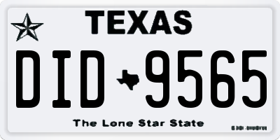 TX license plate DID9565