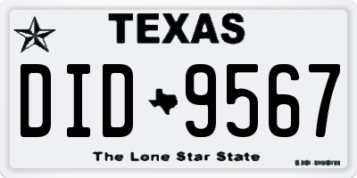 TX license plate DID9567