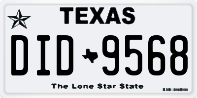 TX license plate DID9568