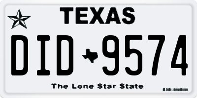 TX license plate DID9574
