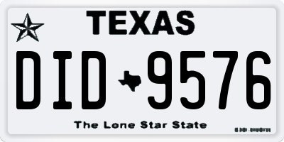 TX license plate DID9576