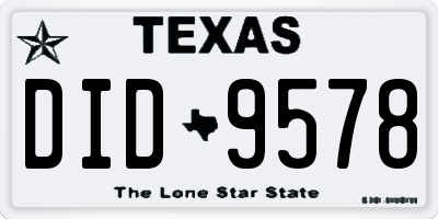 TX license plate DID9578