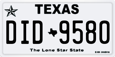TX license plate DID9580