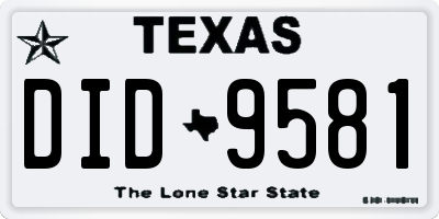 TX license plate DID9581