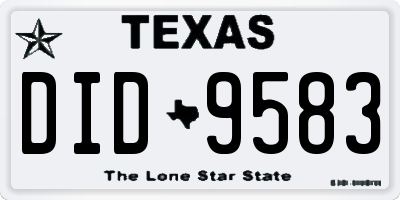 TX license plate DID9583