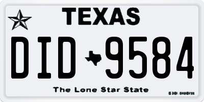 TX license plate DID9584