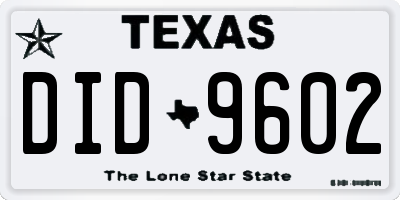 TX license plate DID9602