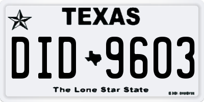 TX license plate DID9603