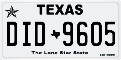 TX license plate DID9605
