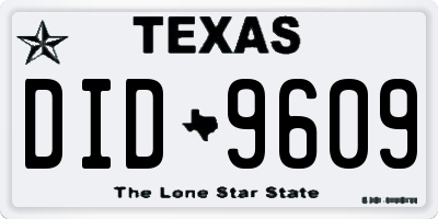 TX license plate DID9609