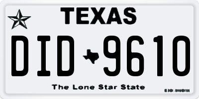 TX license plate DID9610