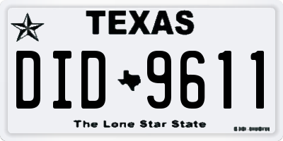 TX license plate DID9611