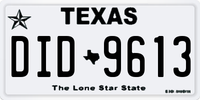 TX license plate DID9613