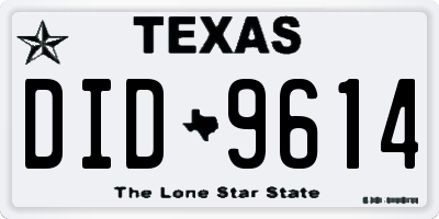 TX license plate DID9614