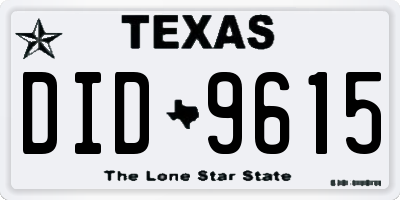 TX license plate DID9615