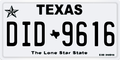 TX license plate DID9616