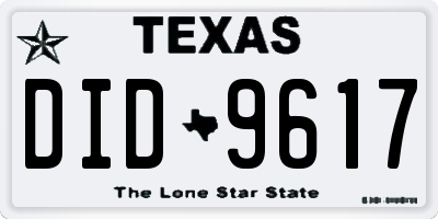 TX license plate DID9617