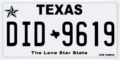 TX license plate DID9619