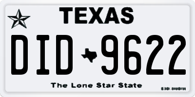 TX license plate DID9622