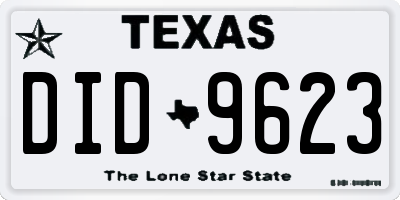 TX license plate DID9623