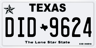 TX license plate DID9624