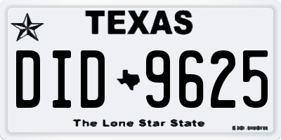 TX license plate DID9625