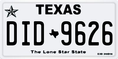 TX license plate DID9626