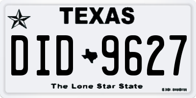 TX license plate DID9627