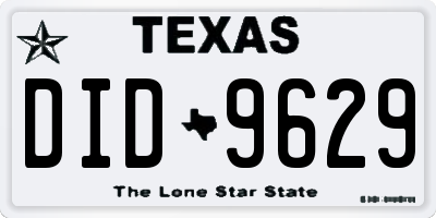 TX license plate DID9629