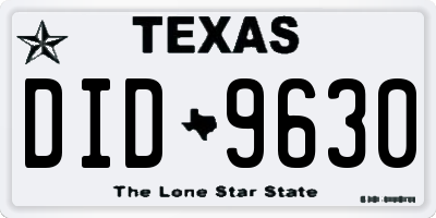 TX license plate DID9630