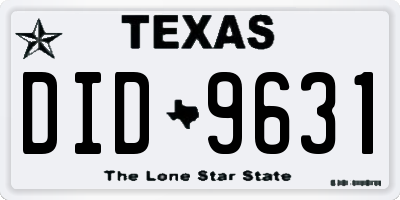 TX license plate DID9631