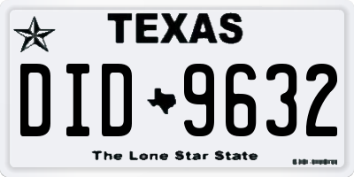 TX license plate DID9632